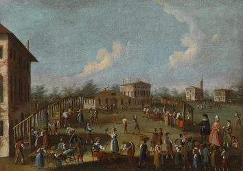 Scène de marché rural en Vénétie